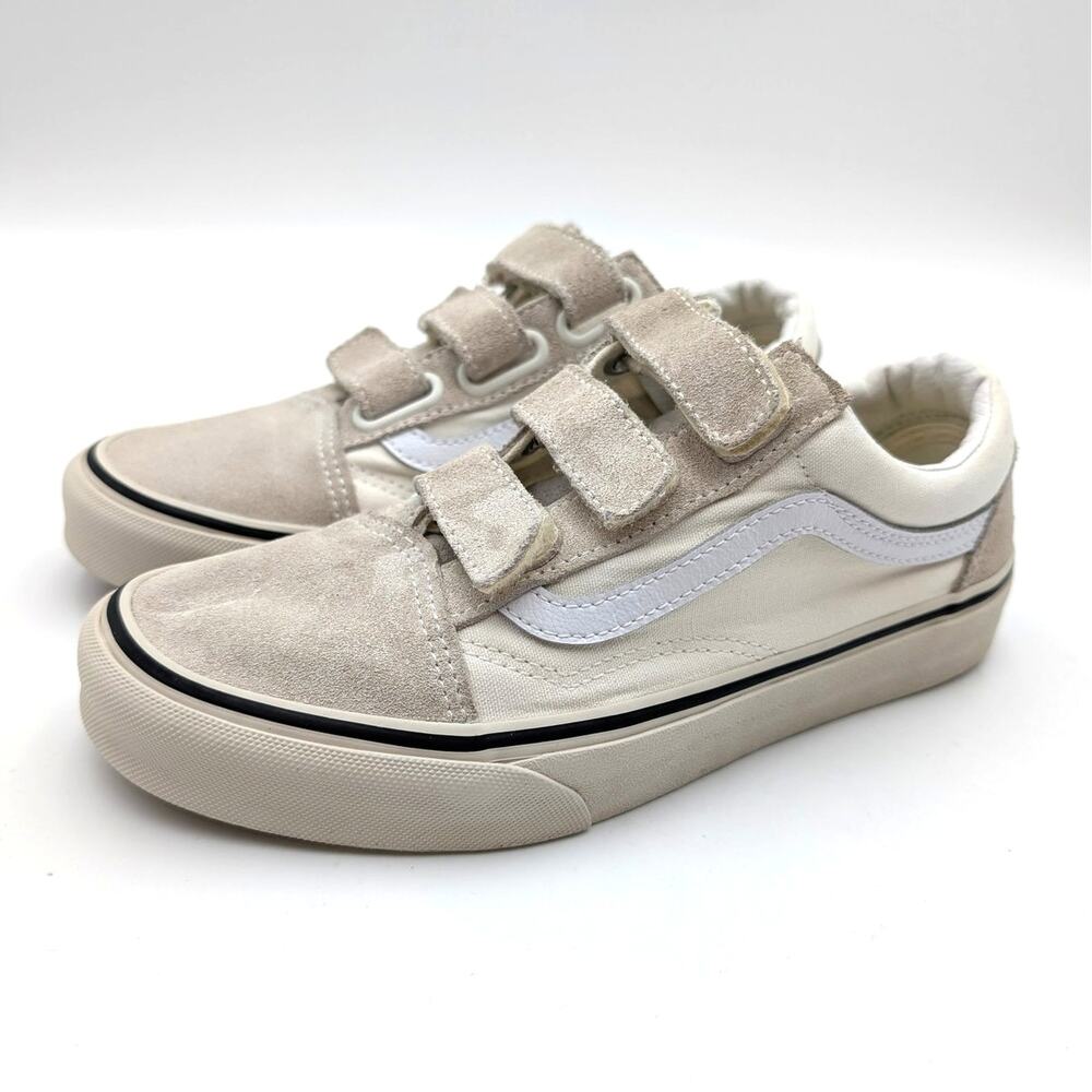 Vans Old Skool V Sneaker Shoes Round Toe Unisex Gray/White Size US W7/M5.5 EU37